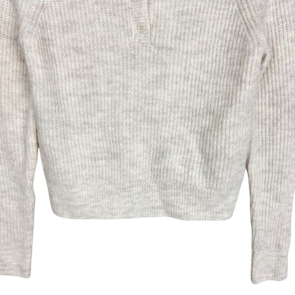 Sophie Rue Heathered Ivory Knit Henley Pullover Sweater Sz XS Classic Cozy - Picture 5 of 9
